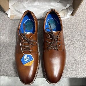 Men's Sz 8 Nunn Bush Centro Flex Plain Toe Oxford Dress Shoes Cognac 84982-221